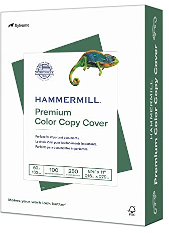 Hammermill 122549 Premium Color Copy Cover, 60 lbs., 8 1/2 x 11, Photo White, 250 Sheets