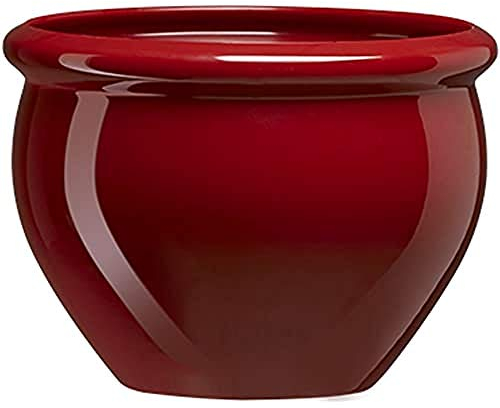 Emsa 508687 Blumenkübel für Innen- und Außenbereich, Glasurkeramik-Optik, Ø 38 cm, Rubinrot, Siena Nobile