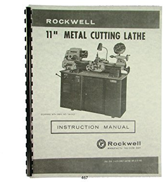 Rockwell 11 inch Metal Lathe Instruction & Parts Manual s/n: 138-9101 & up
