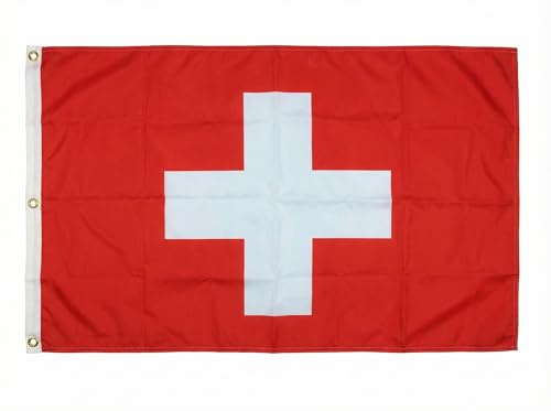 Flaggenfritze® Schweiz Fahne 150 x 250 cm, schweizer XXL Flagge mit 3 Ösen für große Emotionen, Außenbereich und Sportevents + Gratis Sticker
