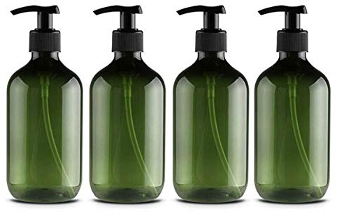 Kitchnexus 4 Stück 500ml Seifenspender aus PET Plastik, Lotionspender Leer Flasche mit Lotion Pumpe Spender Ideal für Küche Bad (Green)