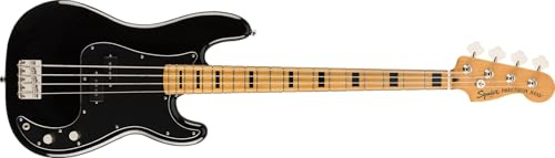 Fender Squier Classic Vibe 70s Precision Bass, noir, touche en érable, taille complète, basse électrique à 4 cordes