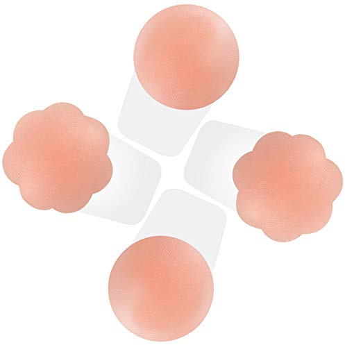 VEMAUGER Nipple Covers, Breast Lift Pasties for Women Reusable Adhesive Invisible Silicone Cover, Pink,2.7 Inch, Small