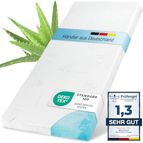 ELONEO Gel Topper 140x200cm, cubrecolchón de Espuma viscoelástica con Gel de 5 cm de Altura, Funda Transpirable de Malla 3D, cómodo cubrecolchón con Fundas en Las Esquinas