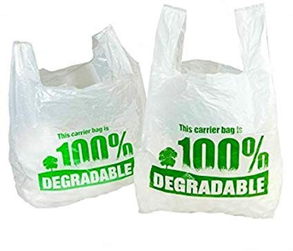 100% Degradable White Vest Carrier Bags 11 x 17 x 21 Large Eco Friendly Plastic Bags Shopping Bag (300)