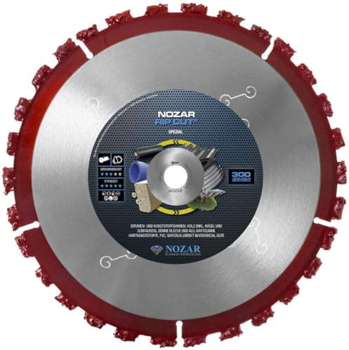 NOZAR Rip Cut Disque à tronçonner en carbure de tungstène Ø300-350 mm pour bois, clous, bois dur, carton de toiture, bandes de bitume, caoutchouc, plastique et tôles fines (300 x 20,0, 36, grossier)