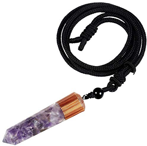 KYEYGWO Unisexe Résine Cristal Point Pendentif avec Corde en Nylon Réglable, Collier Hexagonal Pierres Tombées Bijoux pour Amulette Méditation Yoga