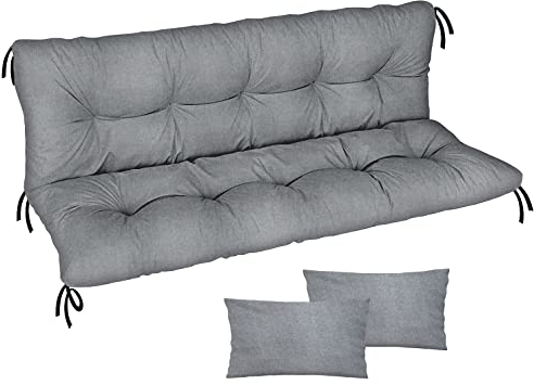 Ferocity Auflage für Hollywoodschaukel 150x50x50 Gartenbankauflage und 2 Kissen Palettenauflage Bankauflage Sitzkissen und Rückenkissen Polsterauflage Matratze Gartenpolster, Flachs [133]