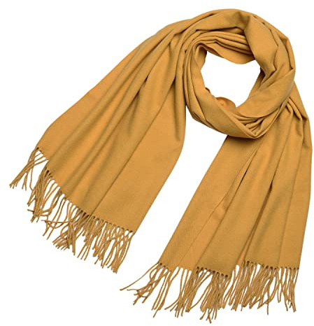 DonDon Schal Damen Winter Wollschal Winterschal groß und flauschig 200 x 70 cm - Ocker-gelb