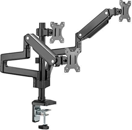 HALTERUNGSPROFI Triple 3 Fach Gasdruck Tischhalterung für LED LCD Monitore bis 27 Zoll VESA 75x75 100x100 OFFICE-GS736A