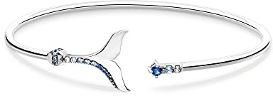 THOMAS SABO Armreif Schwanzflosse mit blauen Steinen 925 Sterlingsilber, Geschwärzt