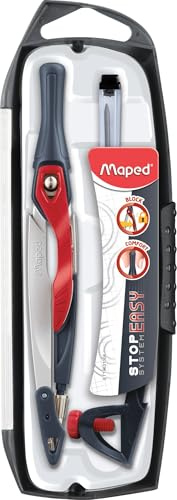 Maped - Brújula Maped Stop System Innovation - Sistema de bloqueo patentado - Trazado perfecto - Con protección de punta y mina - Brújula Mina + anillo universal + lápiz - A partir de 10 años