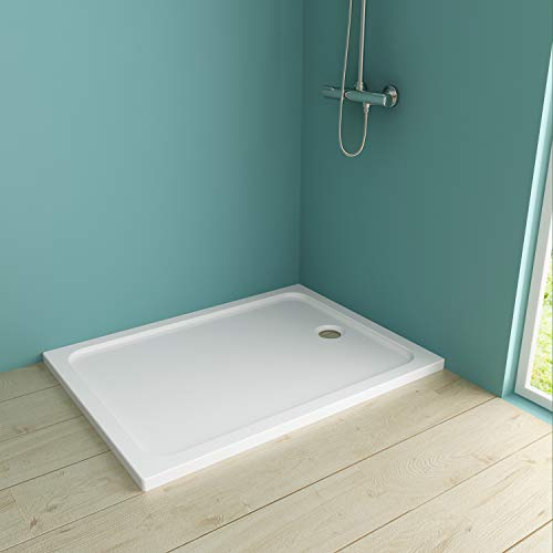 IMPTS Duschwanne 80x90 cm,Duschtasse aus langlebigem Sanitäracryl Duschtasse aus Sanitäracryl in Weiß rechteckig extra Flach kratz- & rutschfest, inkl. Ablaufgarnitur