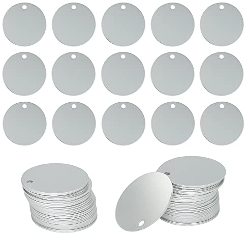 StayMax Runde Aluminium Gravur Rohlinge Etiketten Stanzen Rohlinge 25 Packung Durchmesser 4 cm (Silber)
