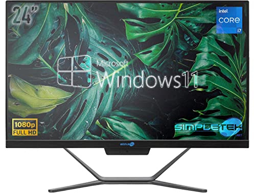 SIMPLETEK - PC All in One 24 FHD con processore Core i7, Windows 11 Pro, SSD 240GB, 8GB RAM, WiFi5 e webcam integrata
