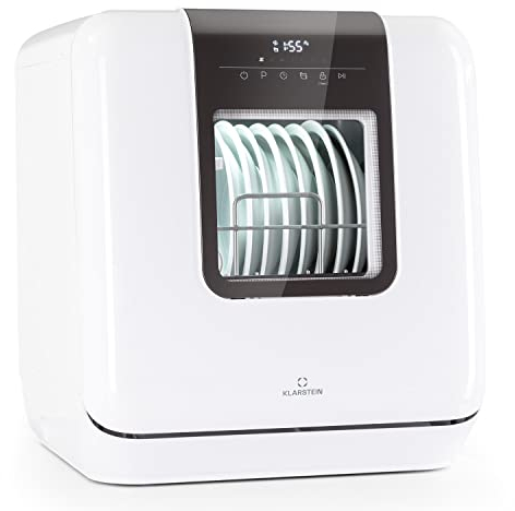Klarstein Lavastoviglie 3 Coperti, Libera Installazione Silenziosa Con 7 Programmi di Lavaggio, Mini da Tavolo Portatile e Facile da Installare