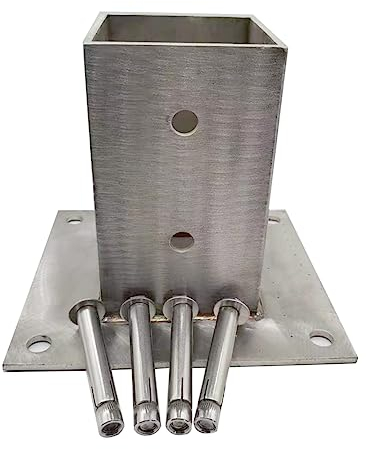 Pfostenträger Aufschraubhülse Pergola Pfosten Bausatz, Veranda Terrasse Briefkasten Garten-Geländer Beton Quadratisch Metall Verankerung Sockel, Stabiler Pfostenhalter Aus Edelstahl ( Size : 120x120 m