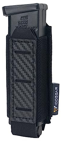 IDOGEAR Magazinbeutel 9mm Pistole Magazin Beutel MOLLE Halter mit Kohlenstofffaser gemusterte PP Platte BAU Einzelmagazine Träger (Black)