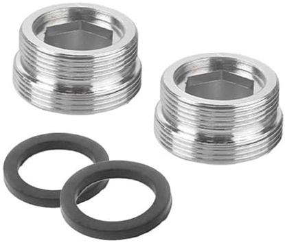 2Pcs Faucet Aerator Adapter Durable Metal Faucet Adaptor Replacement Thread Tap Aerator Connector 22mm to 24mm Metal Adaptor Suitable for Bathroom and Kitchen