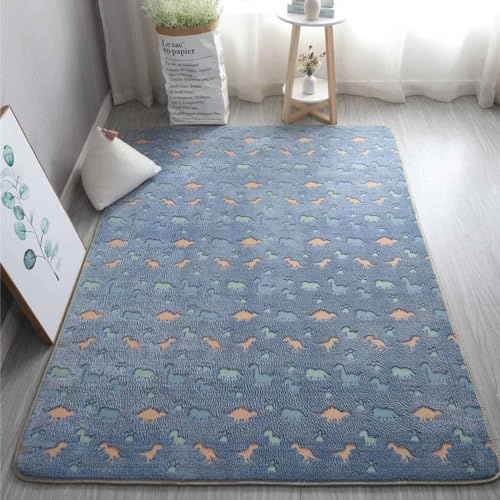 GGBOND Tappeto luminoso che si illumina al buio, a forma di dinosauro blu per bambini, in morbido spugna di schiuma, 80x120cm