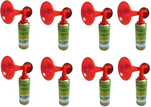 JUNG Druckluftfanfare Air Horn 8X 210ml, bis zu 60 Signale, Fanfare für EM 2024, Europameisterschaft, als Warnsingnal, Hupe Tröte Drucklufthupe Gashupe Fantröte Airhorn Stadion Horn