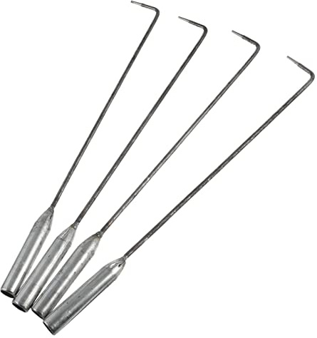 TOPBATHY Kaminhaken zum Reinigen und Schließen der Ofentür aus Edelstahl 4 Stück mit Langem Griff Zufällige Farbe für Kamin und Grillstelle zu Hause