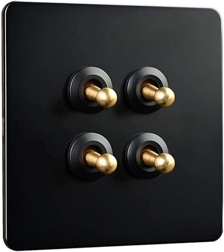 Lichtschalter, Lampenschalter, Kippschalter Schalter Messing Kippschalter Panel Schwarz Persönlichkeit Hotel und Gastfamilie Metallschalter Wandleuchte 1/2/3 Gang 2-Wege-Licht (Farbe: 1 Gang (Farbe: 3