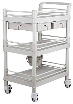 Carts,Storage Hand Trucks,Kitchen Movable Trolleys, 3 Tier Large Trolley,Beauty Salon Utility Rolling Cart with Double Drawers