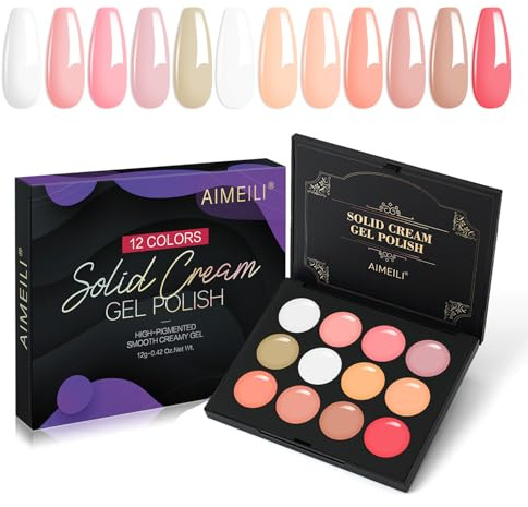AIMEILI Solid Gel Für Nägel 12 Farben Cream Nail Polish Soak Off UV LED Fester Nagellack Set 20