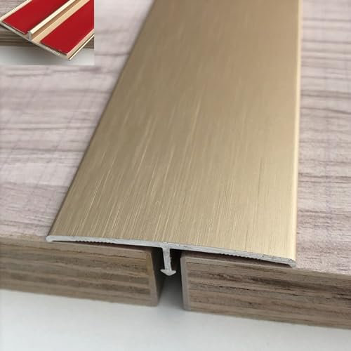 Vibeo Übergangsprofil Selbstklebender T-Formteil-Übergangsstreifen, 4,5 cm Breite Alu-Schwellenleiste Holz zu Fliesen, Bodenfugen-Abdeckschiene, Gebürstete Oberflächenbehandlung