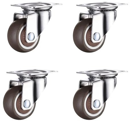 4 Stück Lenkrollen, kleines Rad 1/2 Zoll for Möbel, Bürostuhl, Gummi, geräuschlose Lenkrolle, robustes Drehgelenk mit Bremse, einfache Bewegung(4 swivel wheels,1.0 Inch)