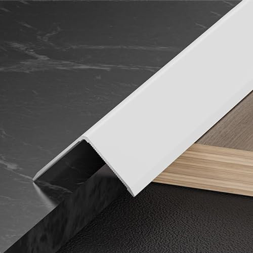 Aluminium-Schwellen-Übergangsstreifen für Laminatböden, weiß, 3 cm x 3 cm, Türstufe, Wand, Schreibtisch, Kantenschutz, Innenbereich, Treppenkantenschutz und Heimdekoration