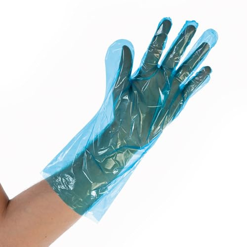 FRANZ MENSCH 5000 Stück Hygostar LDPE-Handschuhe Softline, blau, Einheitsgröße, L: 38cm, Karton, LDPE-Handschuhe, Einmalhandschuhe, Folienhandschuhe