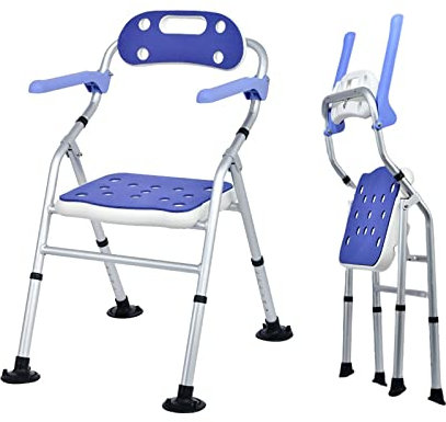 Sedia da doccia pieghevole con braccioli regolabili in altezza, sedile posteriore per vasca da bagno, per anziani disabili e incinte, supporta fino a 181,4 kg