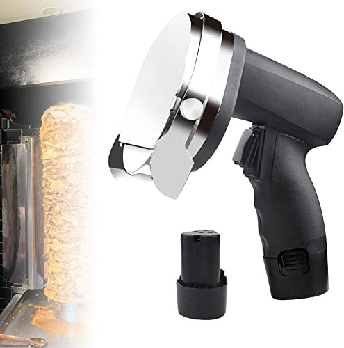 WXPXYBF Couteau à Kebab Turc Professionnel Couteau électrique sans Fil Shawarma Doner Kebab, Coupe-Gyroscope 80 W pour Agneau Dinde Coupe-Viande Commerciale en Acier Inoxydable, 2800 TR/Min