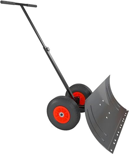 Pala da neve con ruote in gomma e manico regolabile, pala da neve manuale per una facile rimozione della strada invernale - 73,9 cm
