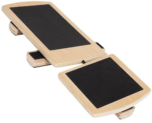 Balance Board, Posture Corrector, Ankle Strengthener Set, Foot Strengthening Trainer, Single Foot Balancing Board, Foot Stability Exerciser for Sprained Ankle Valgus Varus Holder(wood+Black)