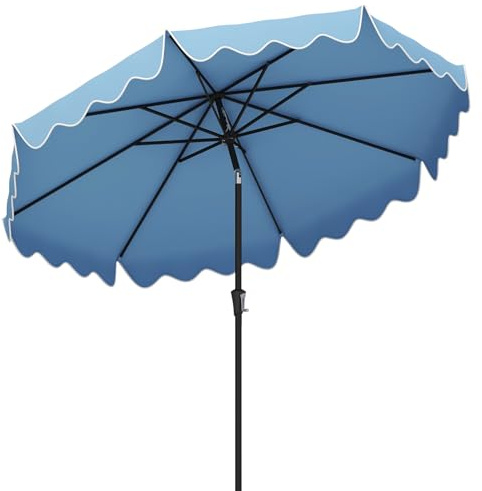 COSTWAY Ombrellone Giardino 271 cm, Inclinazione Regolabile (Blu, 271 cm)