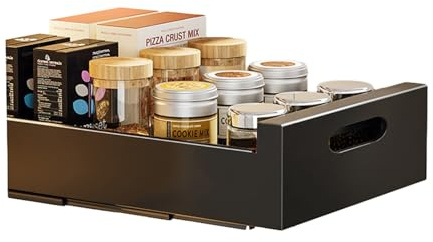 Teleskopschublade Ausziehbare Schublade KüChen Organizer, (25 Bx43 Tx9 H Cm) Schrank Organizer Schubladen Aufbewahrungsregale für KüChenschräNke Pantry Organisation Unter Der SpüLe,Kein Bohren Nageln