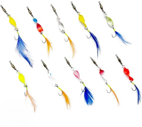 Sunsorld Forellen Spoon Set Forellenköder, 10 Stück Spoons Forelle, Angelzubehör Forelle, Angelzubehör Set mit Aufbewahrungsbox, Forellen Köder, Meerforellenblinker Spinner Angeln für Hecht Barsch