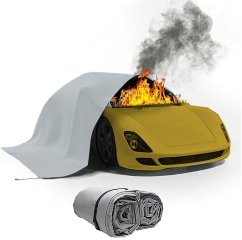 Emergency Fire Blanket Fireproof Cover Large Fiberglass Fire Extinguisher Blanket Survival Safety Fire Suppression Blanket for Electric Vehicle Truck(9.9 * 13.2ft/3 * 4m)