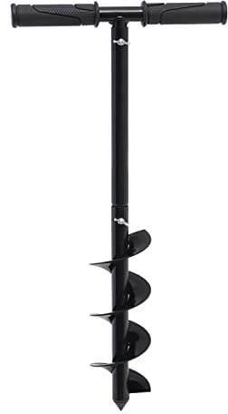 TONFEION Auger Drill Bit 30x60cm, Manual Hole Digger with Spiral Drill Bit and T-Handle, Portable 4-Inch Soil Auger, 24in Ergonomic Design, Earth Auger for Gardening, Ice Fishing