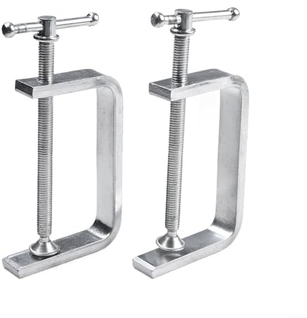 ZWEquipint Lot de 2 colliers de serrage en C de 50 à 100 mm, outil de fixation réglable en alliage d'acier pour bois, plastique, perçage, atelier, projets de bricolage (0 à 85 mm)