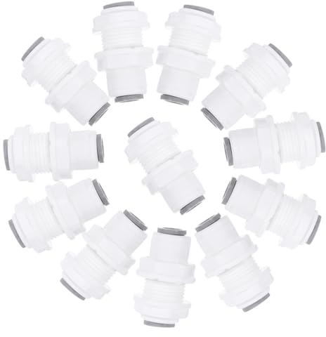 Homoyoyo 12 Stück 1/4 Schottadapter Wasserrohranschluss aus Weißem Kunststoff für Umkehrosmose Wasserfiltersysteme mit Schneller Installation und Vielseitiger Anwendung