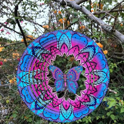 ZYEKIU Scacciapensieri da Appendere Rotazione Campane a Vento per Esterno Girandole 3D Mulino a Vento da Giardino Decorazioni da Appendere per Interni ed Esterni per Giardino Cortile (Farfalla)