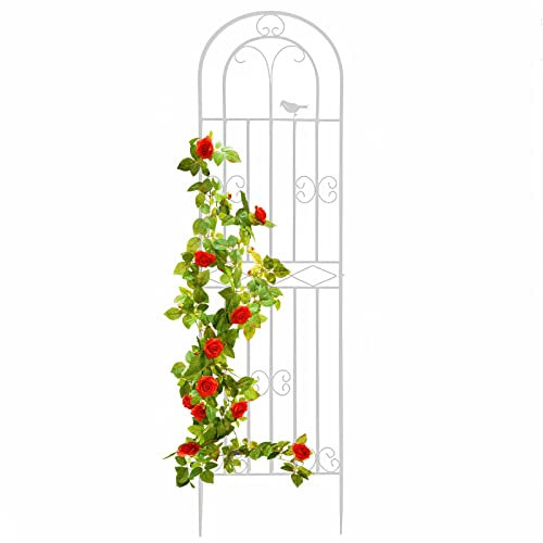 Treillis de jardin blanc pour plantes grimpantes - Panneau de support en métal pour plantes grimpantes - Treillis décoratif pour intérieur/extérieur - 200 x 50 cm - Idéal pour les fleurs, les légumes