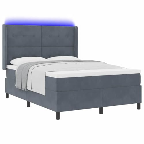 vidaXL Materasso a Molle Pocket in Velluto 140X190 cm Grigio Scuro Topper in Schiuma Copertura Rimovibile Esperienza di Sonno Confortevole Qualità del Sonno Riposo Profondo Coperta Protettiva Accesso