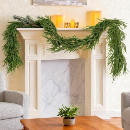 ChaneeHann Künstliche Tannengirlande,Weihnachtsgirlande Kunsttanne 1.8m Grün Plastik Dekoration Für Wohnzimmer Garten Kamin Weihnachten Festlich