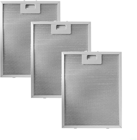 Filtros de 300 x 240 x 9 mm, filtros de grasa de malla de repuesto de aluminio de metal de 5 capas para campanas de ventilación del hogar, piezas y accesorios (3 piezas)