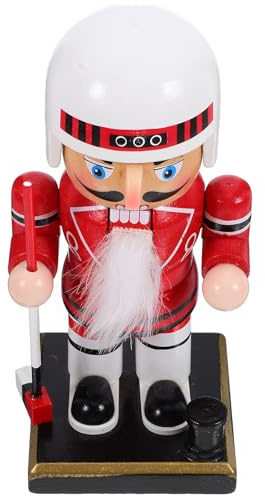 OSALADI Figurine Casse-Noisette Sportif en Bois 15 CM Décoration de Table de Noël Petite Marionnette Hockey Ornement Festif pour Bureau et Maison